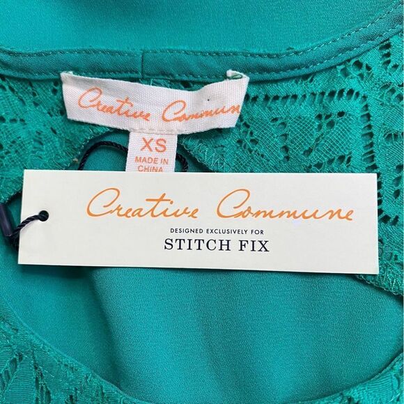 NWT Stitch Fix Creative Commune Top Green Size XS - Picture 4 of 7